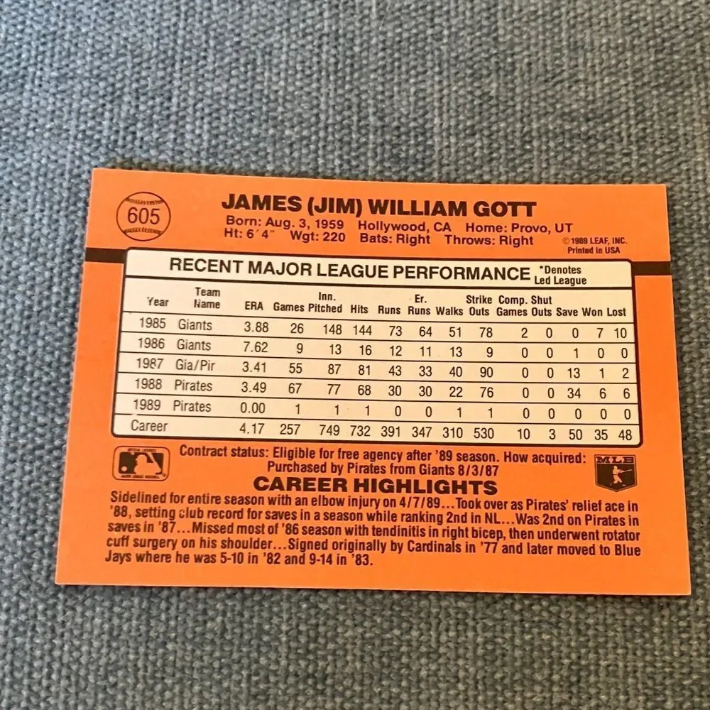 1990 Donruss Pittsburgh Pirates Baseball Card Trading Card
